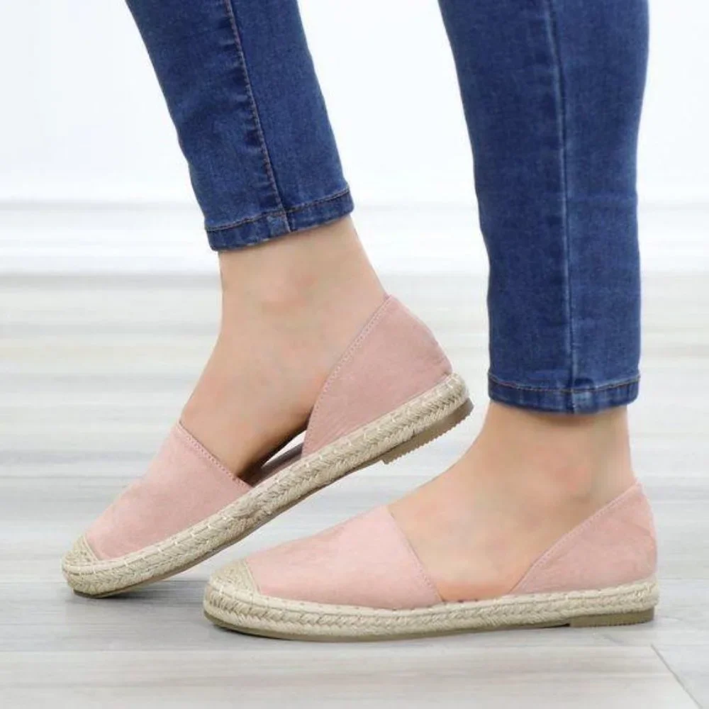 Rose Vegan Suede Flat Slip On Loafer Espadrille - Picture 9 of 12